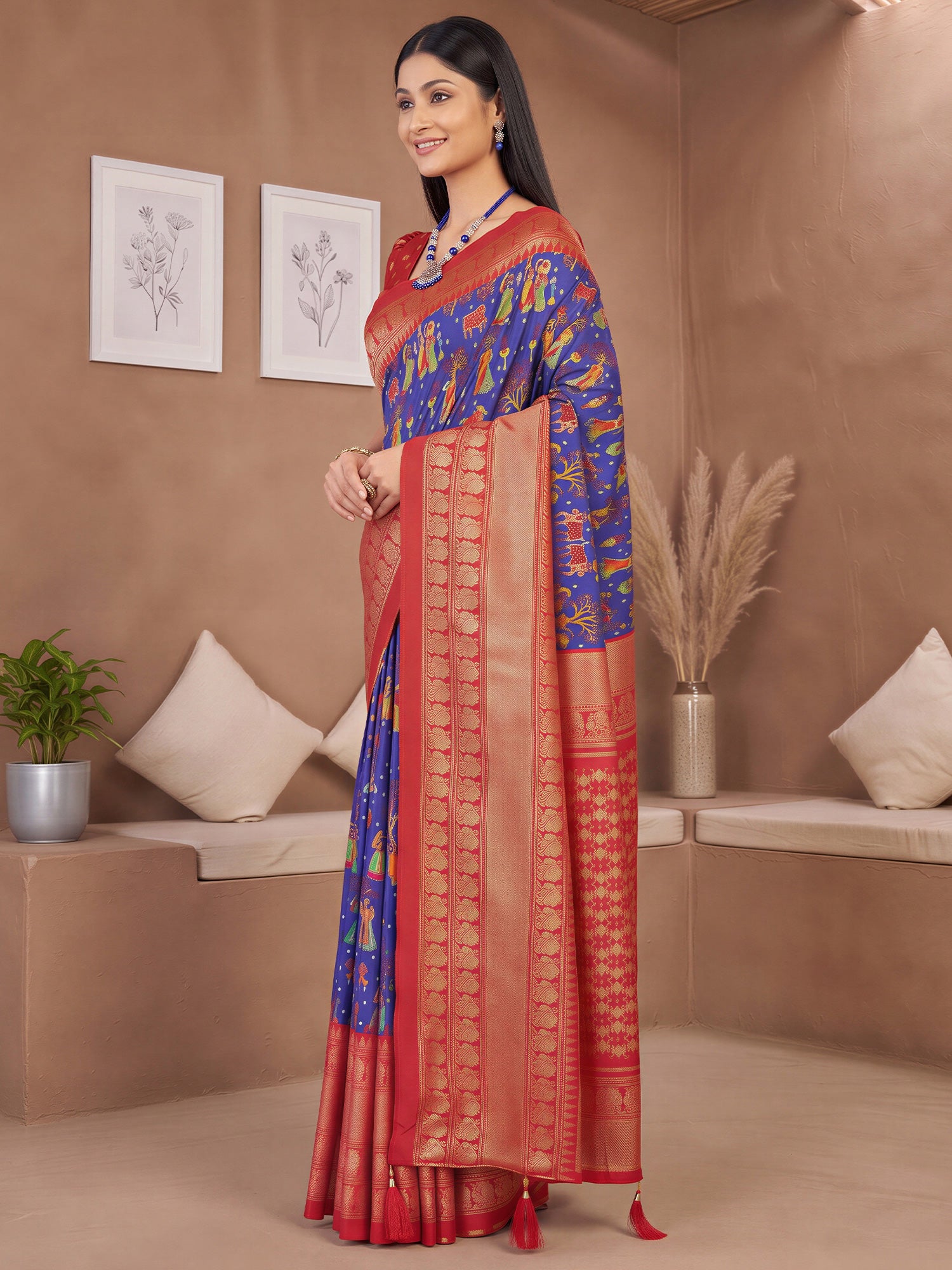 Blue Cotton Blend saree – detail view 2