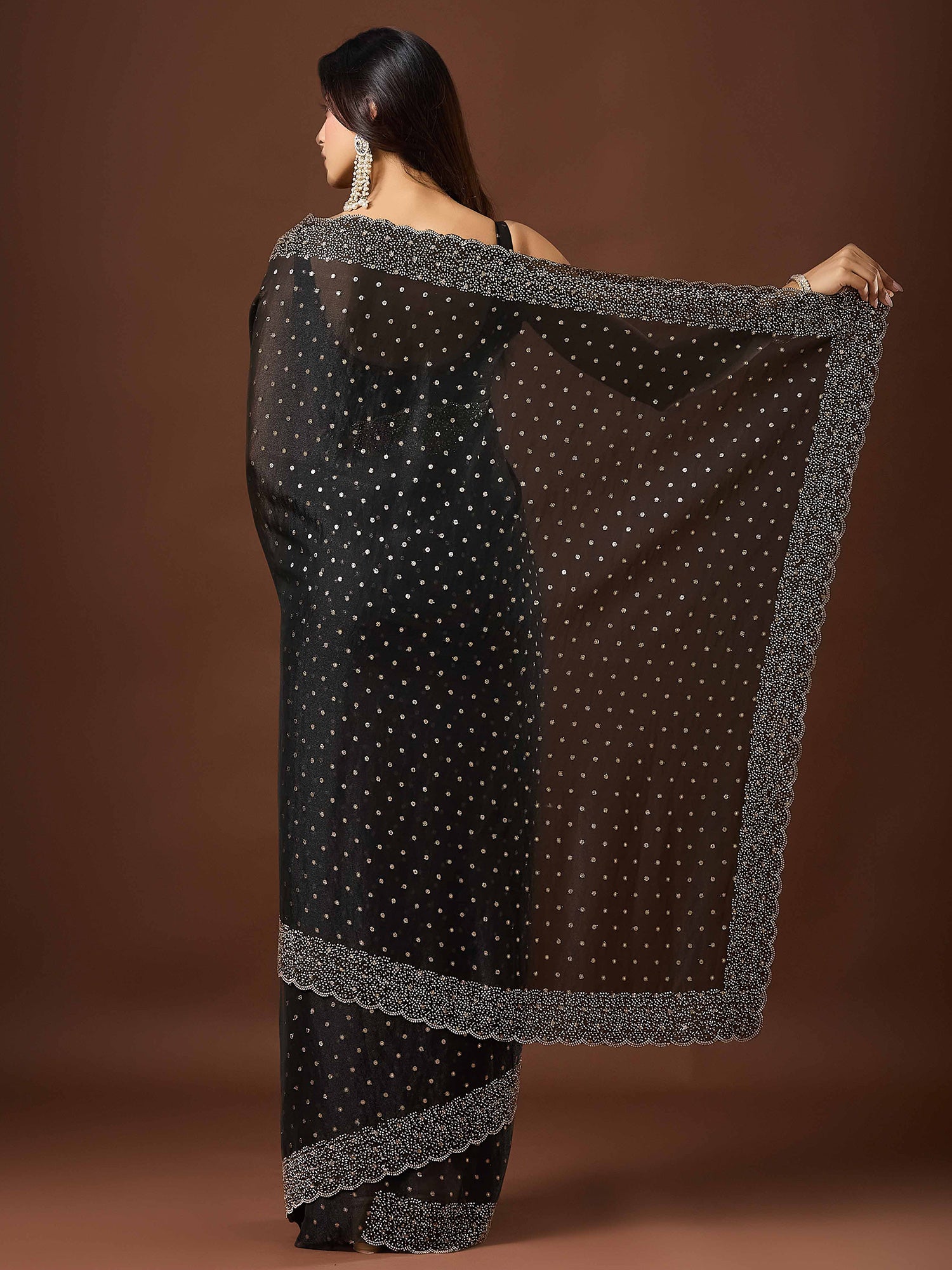 Black Silk Blend saree – detail view 1