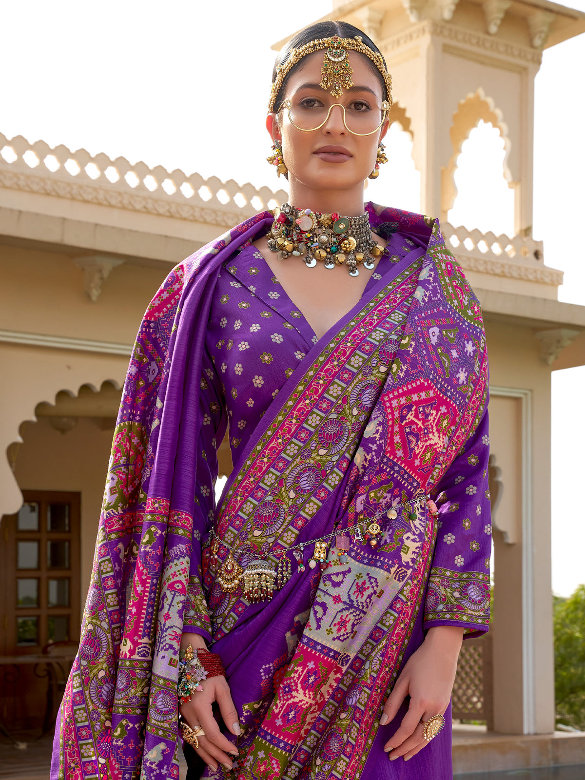 Violet Silk Blend saree – detail view 1