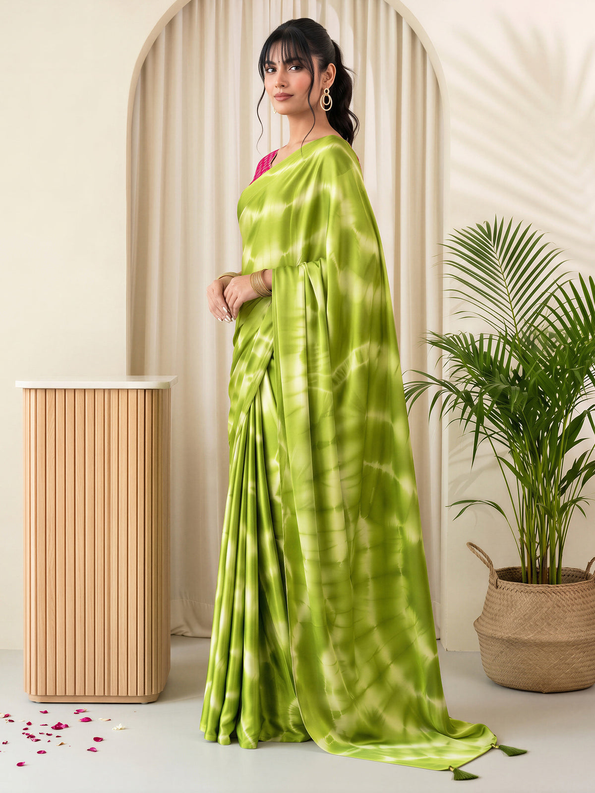 Light Green Satin Silk saree – detail view 2