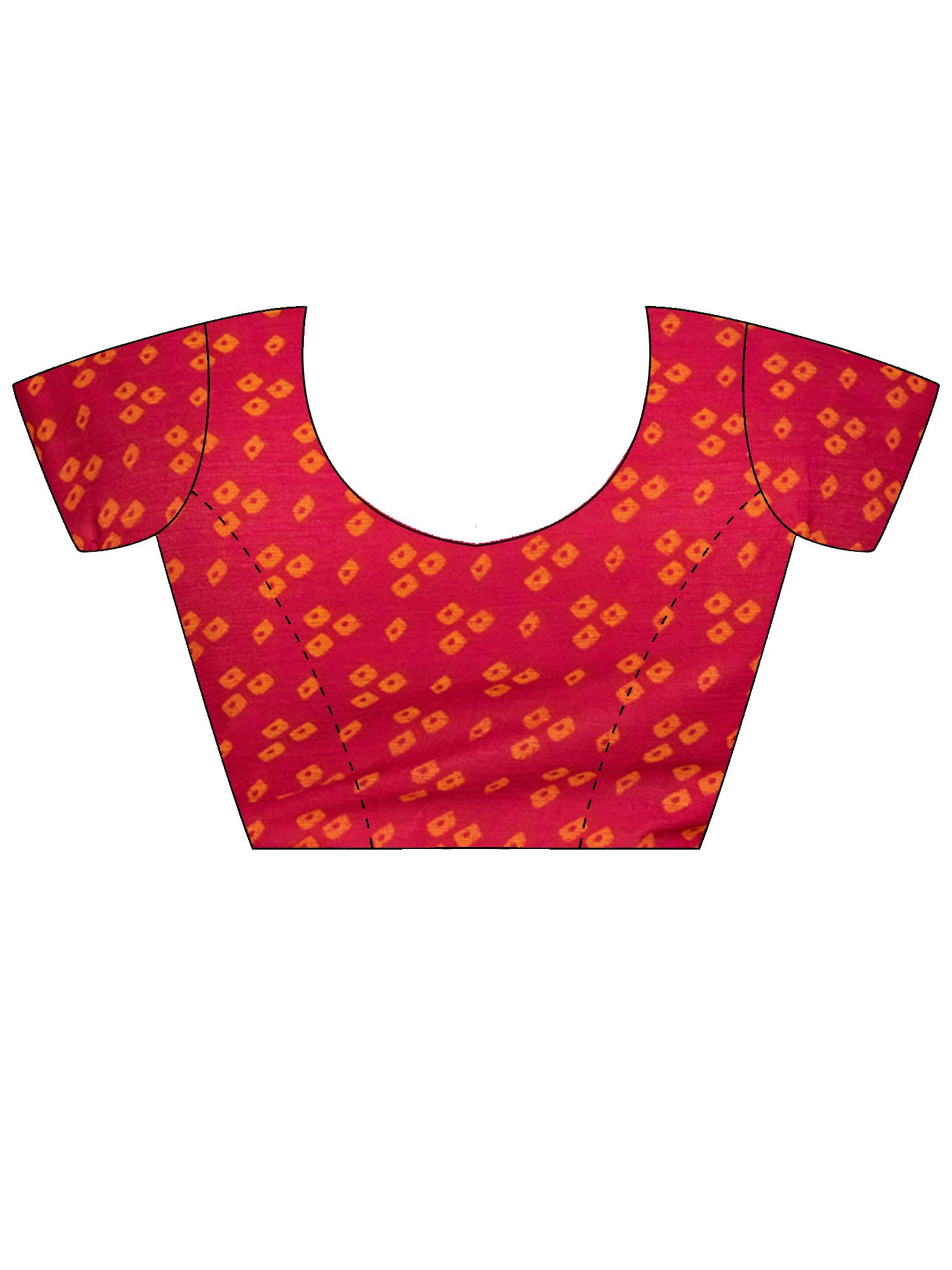 Unstitched pink chiffon blouse piece with bandhani design