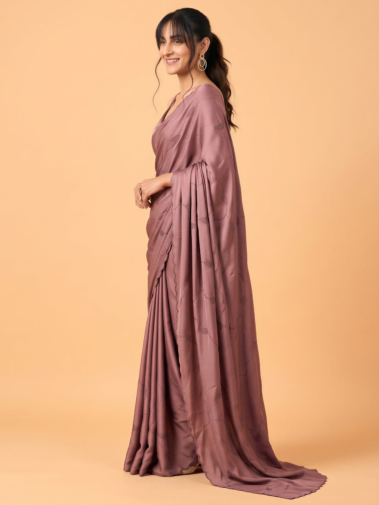 Mauve Satin Silk saree – detail view 2