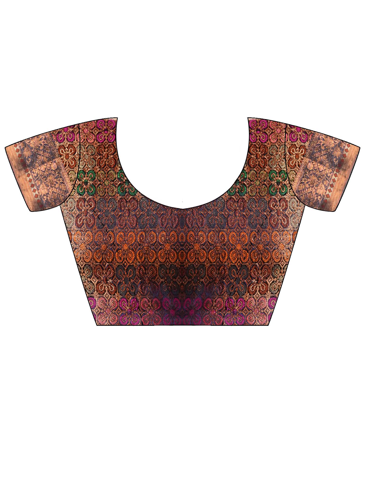 Unstitched navy blue brocade blouse piece with woven design design