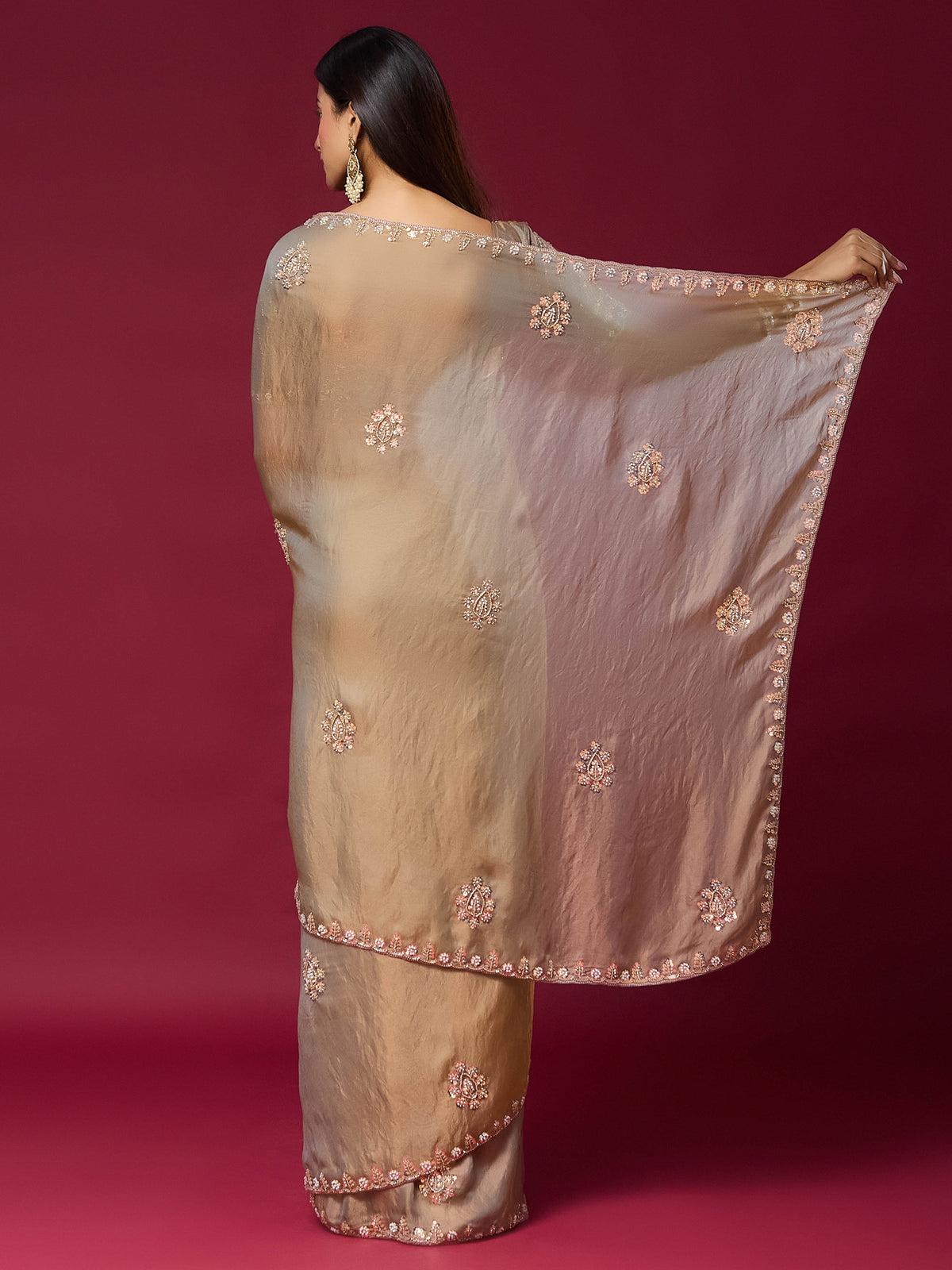 Metallic Satin Silk saree – detail view 1