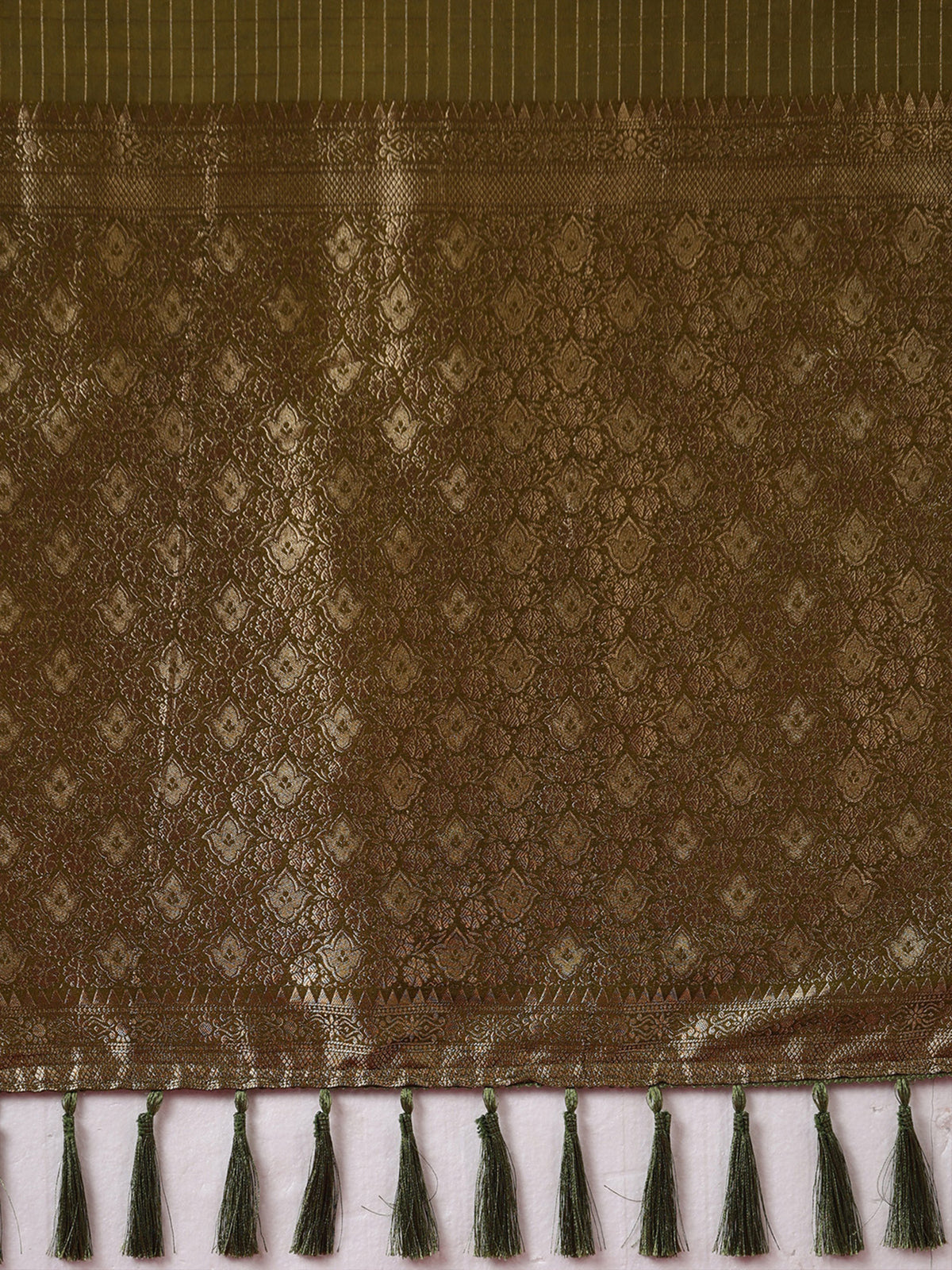 Olive Banarasi Silk saree – detail view 5