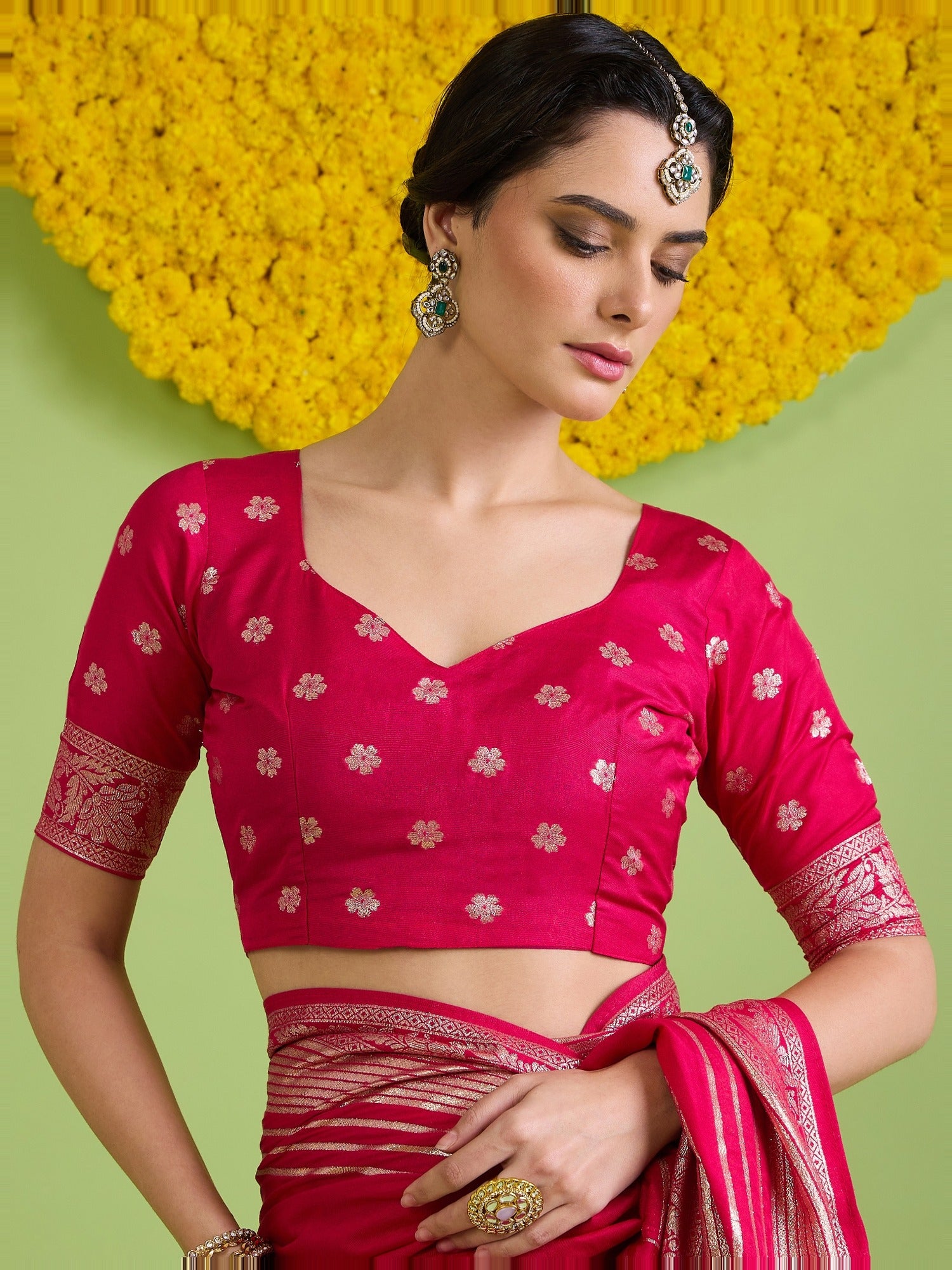 Pink Silk Blend saree – detail view 4