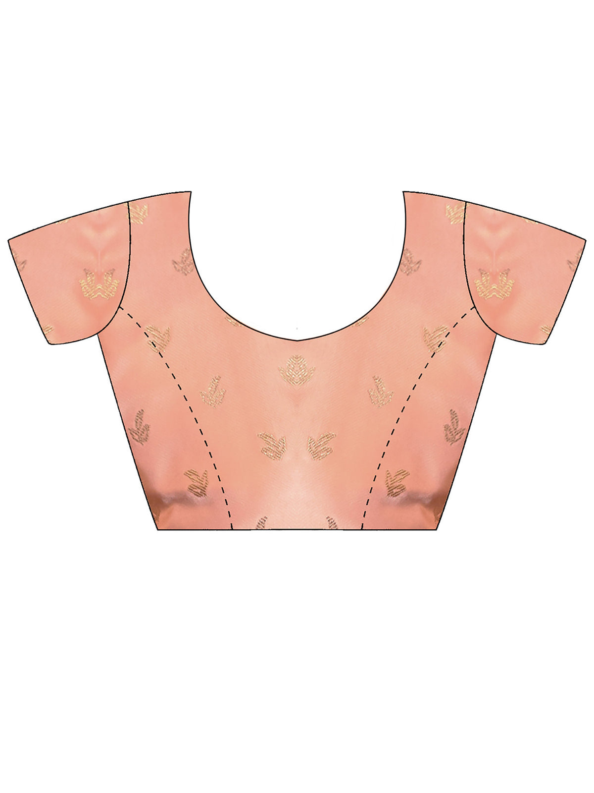 Unstitched peach pure silk blouse piece with zari butta design