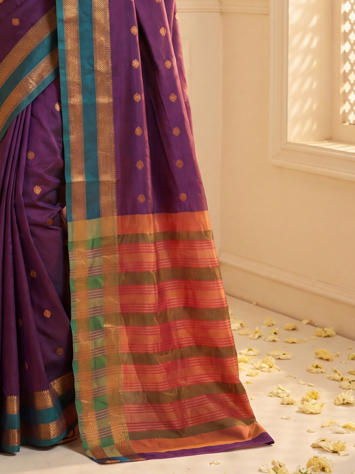 Purple Soft Silk saree – detail view 5