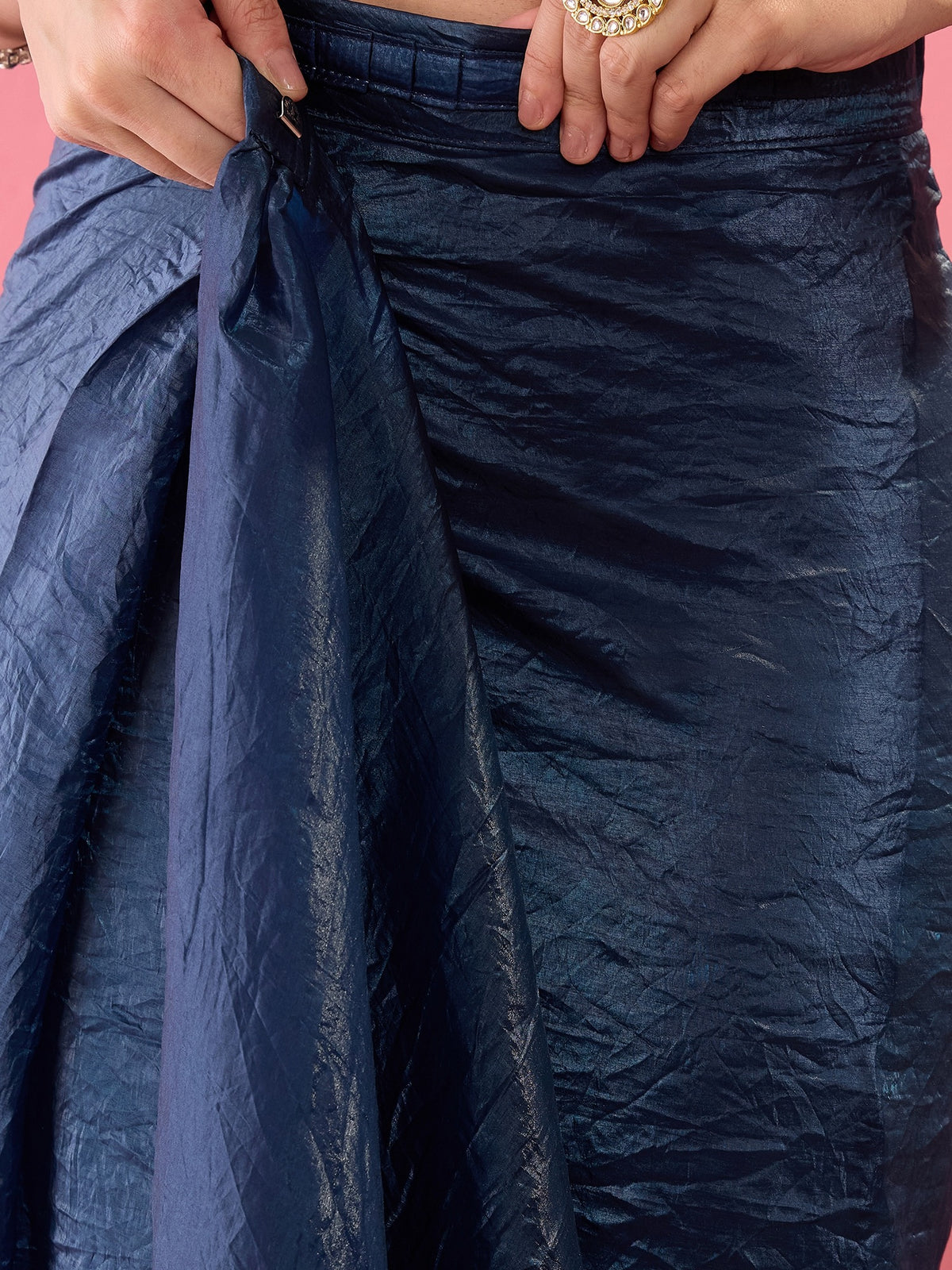 Teal Blue Tissue saree – detail view 4