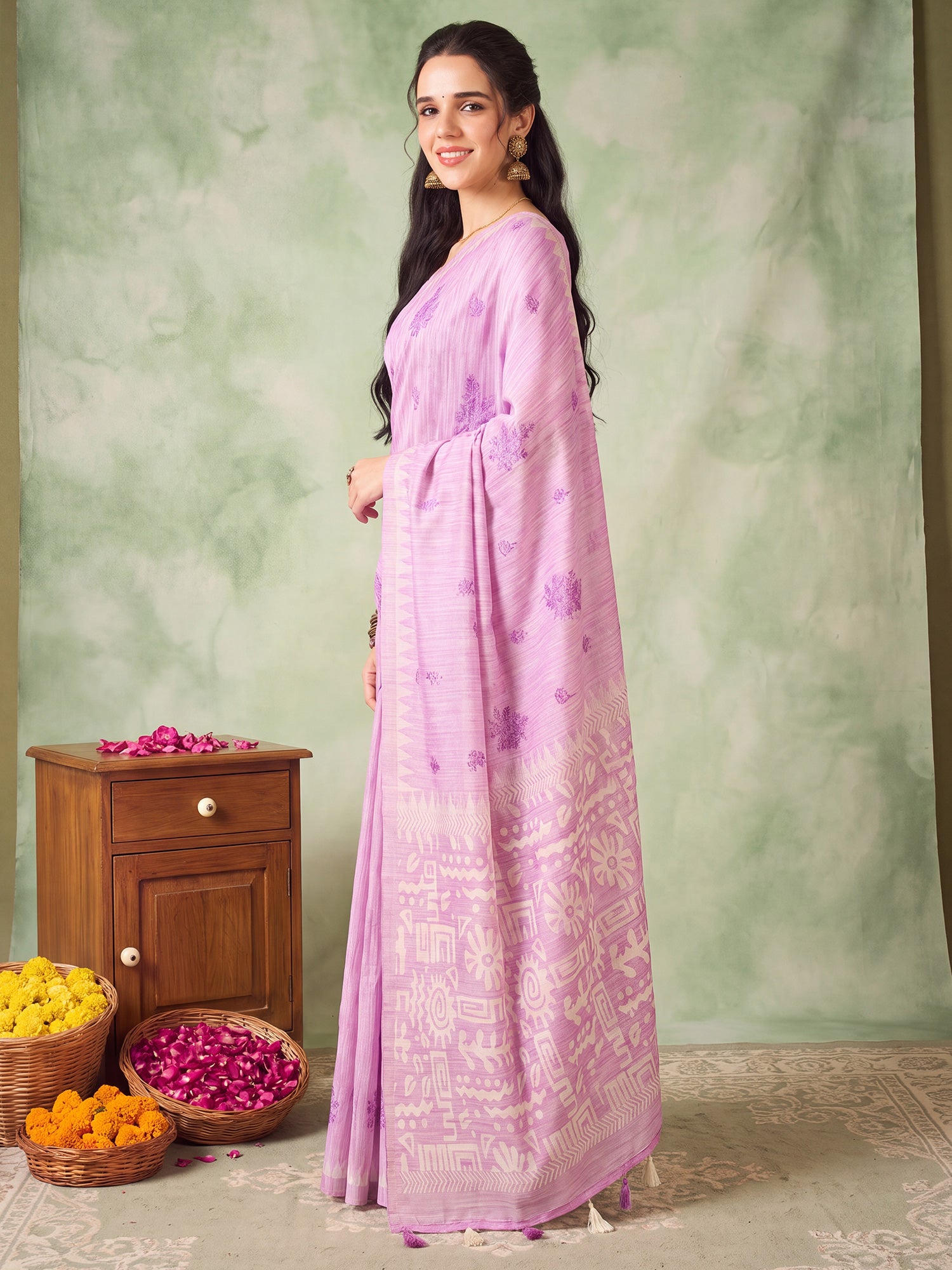 Lavender Silk Blend saree – detail view 3