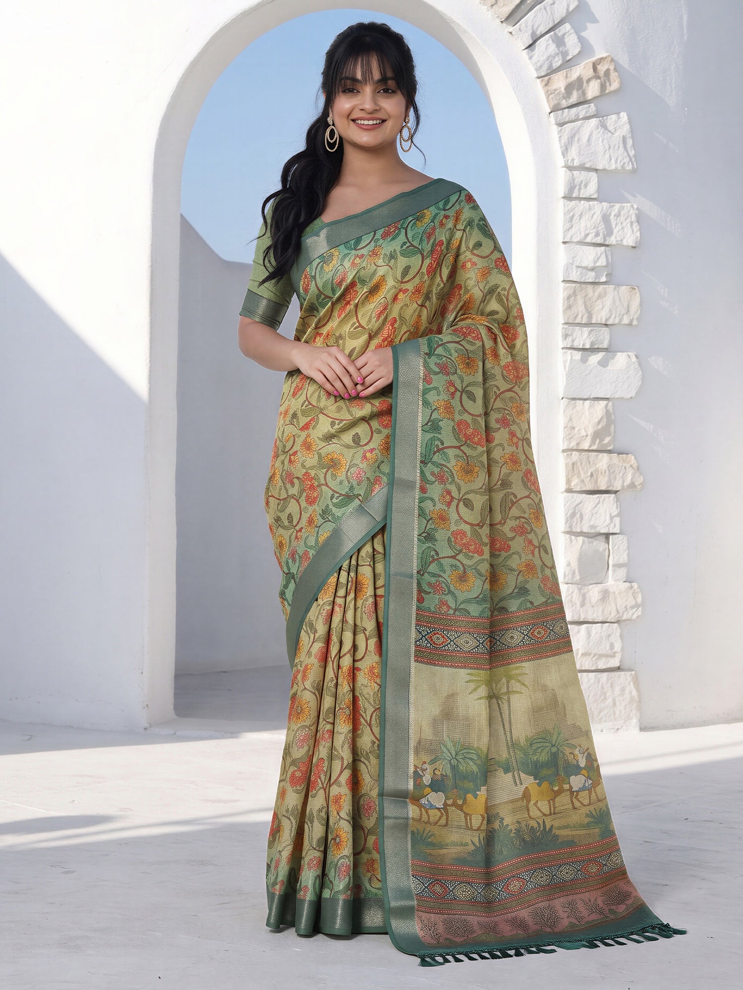 Light Green Cotton Silk saree – detail view 2