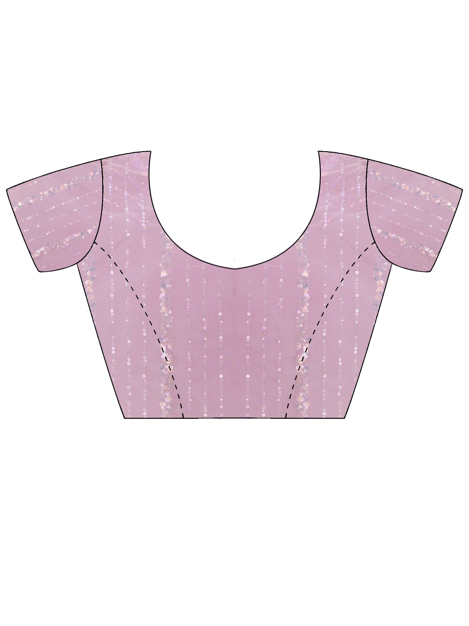 Unstitched pink net blouse piece with embellished design