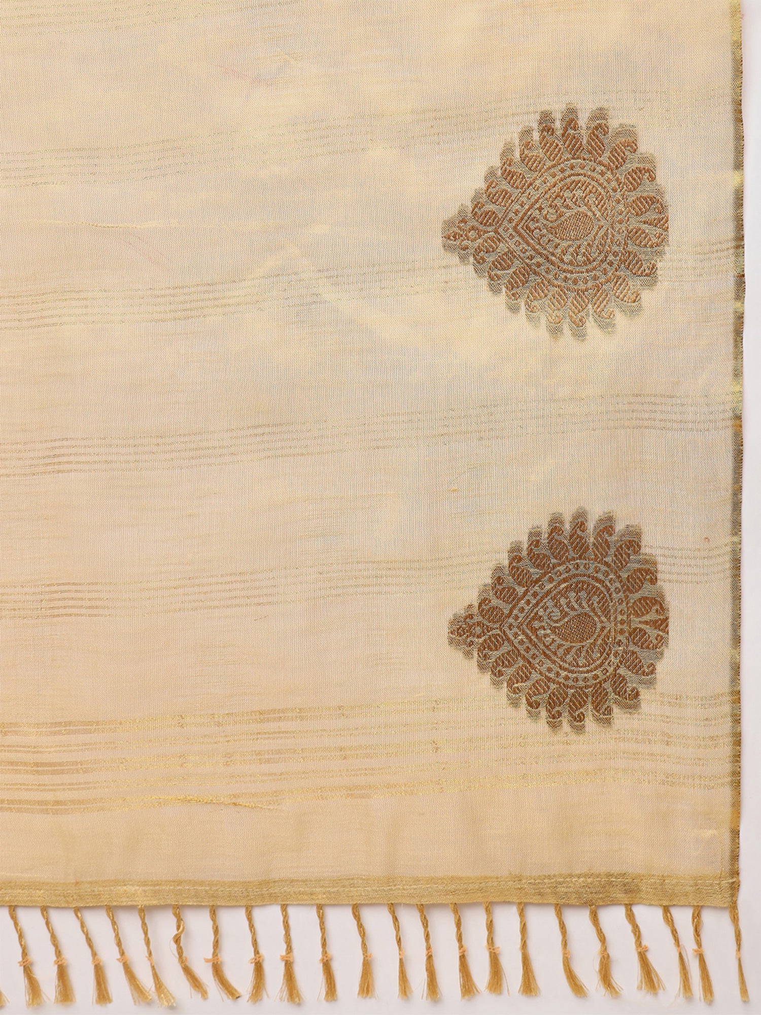 Cream Linen saree – detail view 5