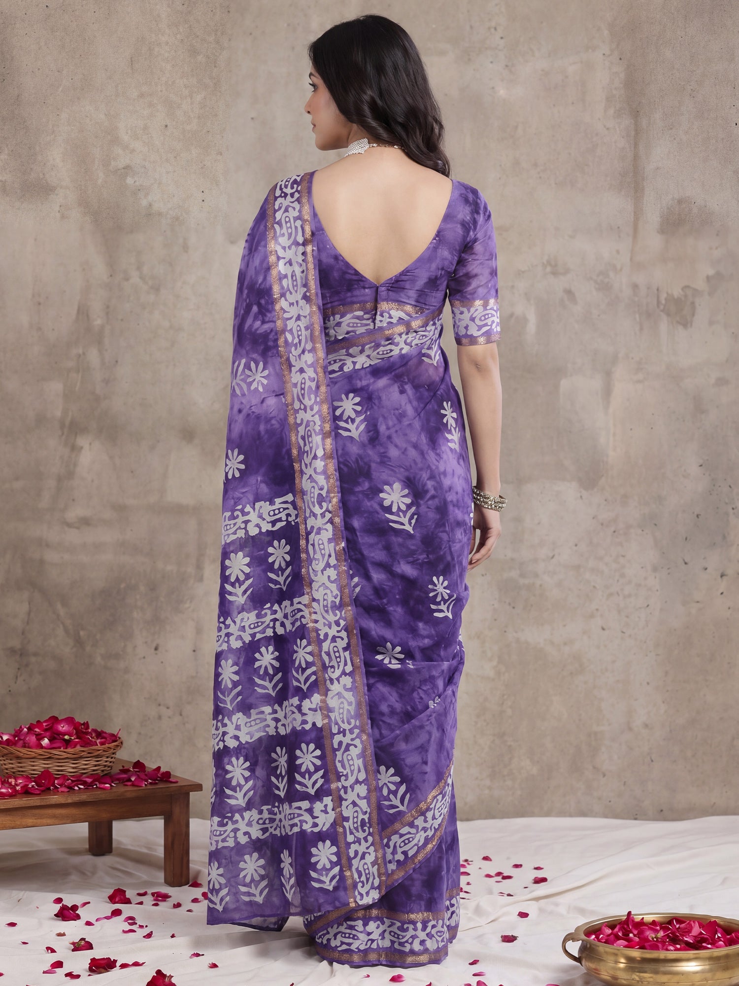 Purple Cotton saree – detail view 1