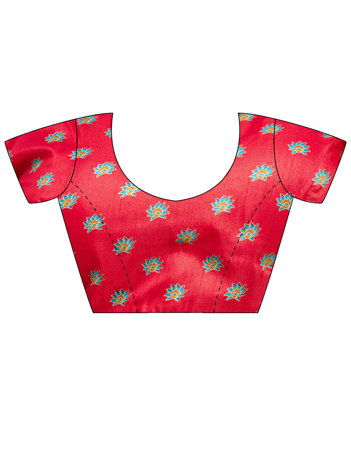 Unstitched pink silk blend blouse piece with ethnic motif design