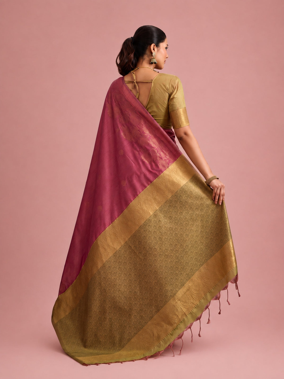 Mauve Tussar Silk saree – detail view 4