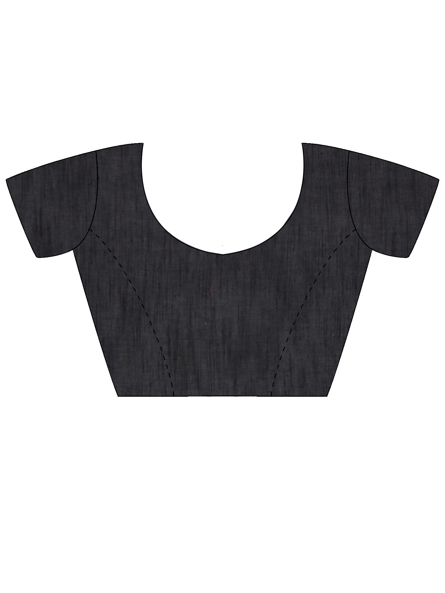 Unstitched black cotton linen blouse piece with solid design
