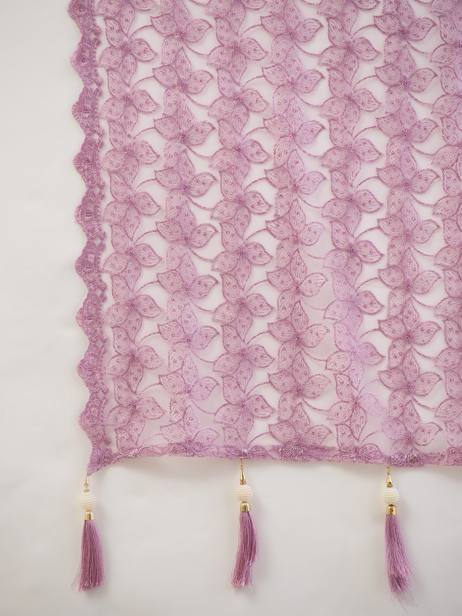 Lavender Net saree – detail view 5