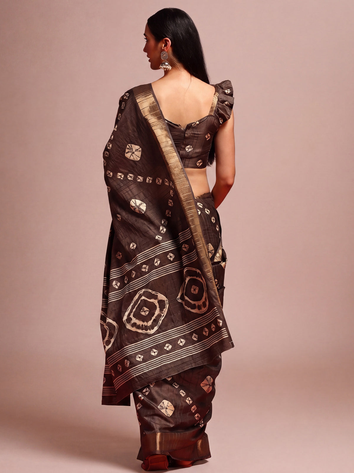 Coffee Brown Silk Blend saree – detail view 1