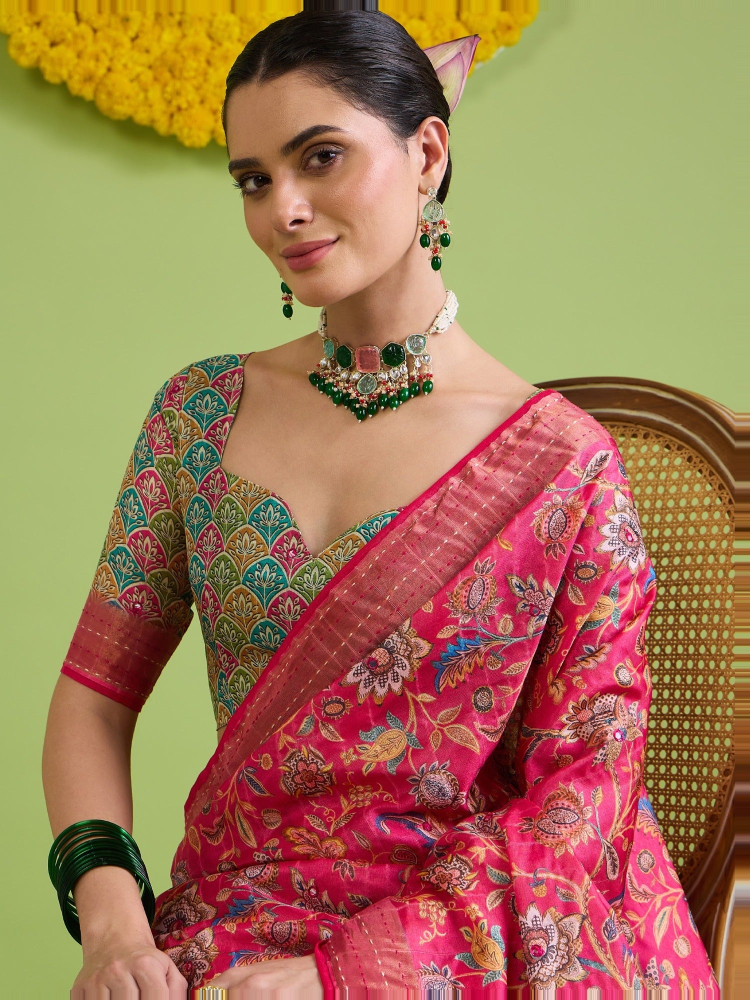 Pink Tussar Silk saree – detail view 5