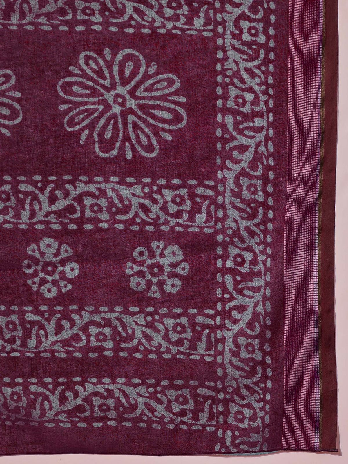 Wine Cotton saree – detail view 5