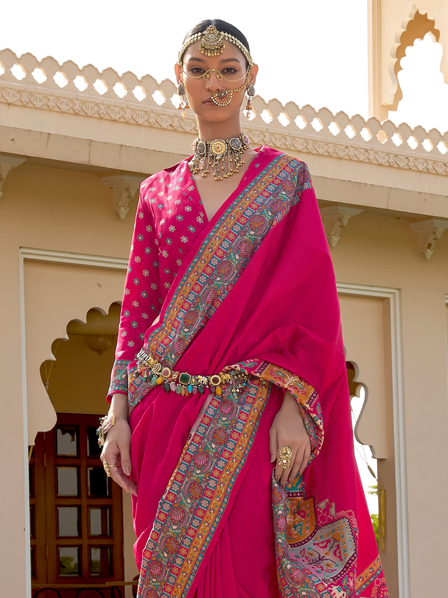 Pink Silk Blend saree – detail view 3