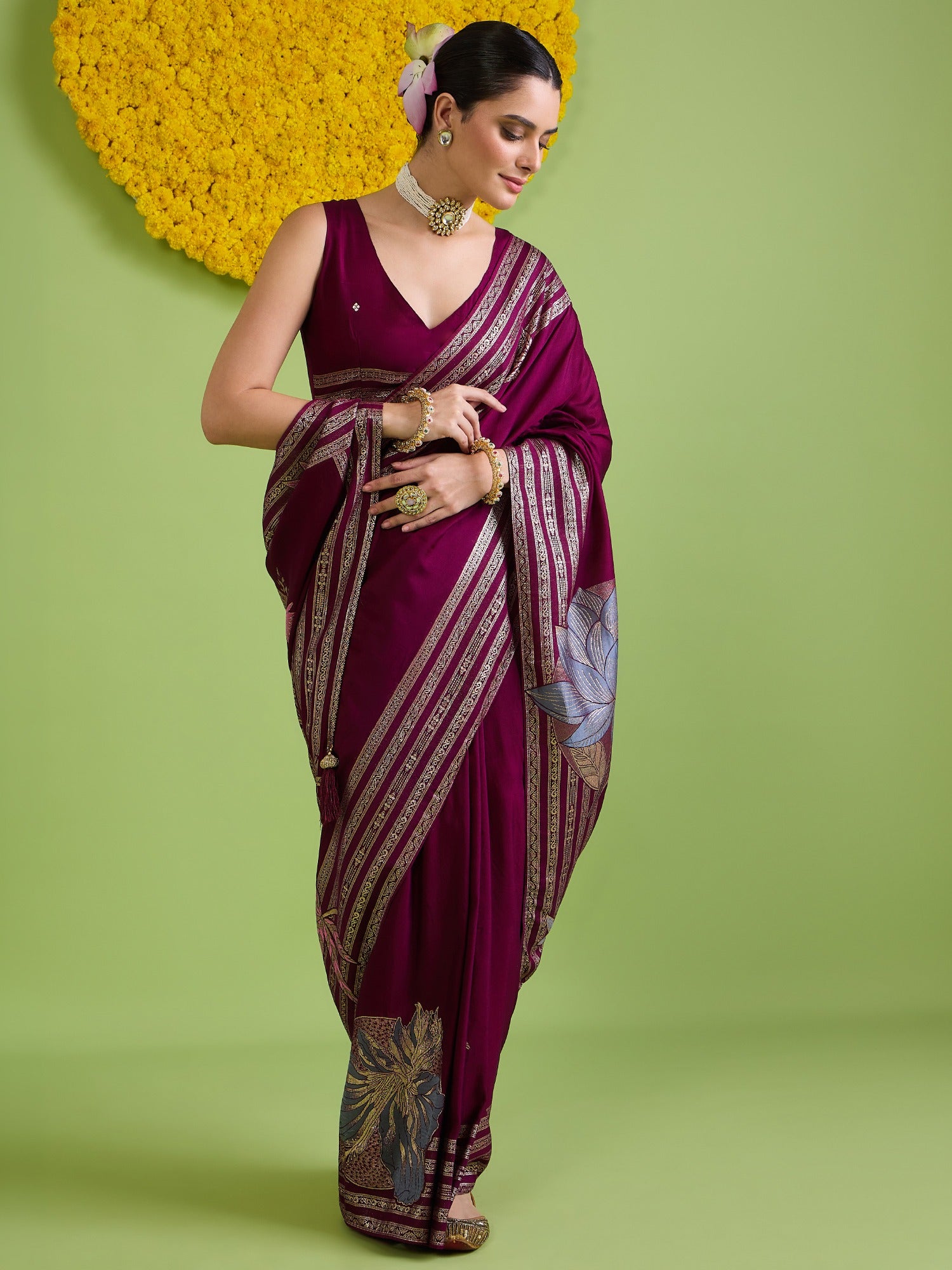 Wine Silk Blend saree – detail view 2