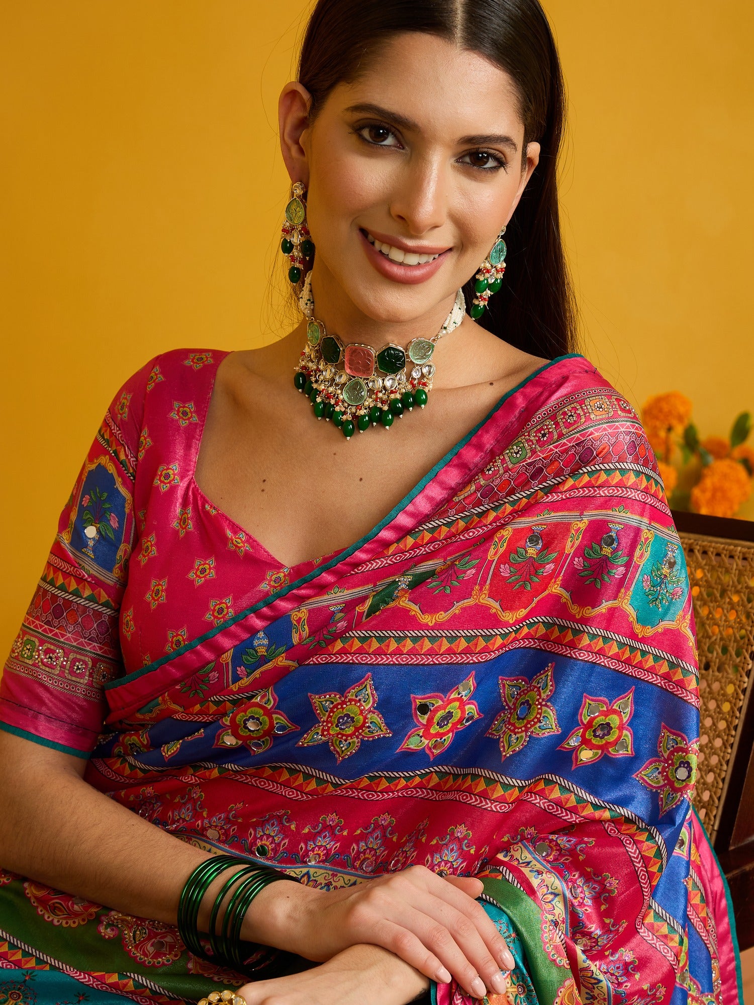 Pink Silk Blend saree – detail view 3