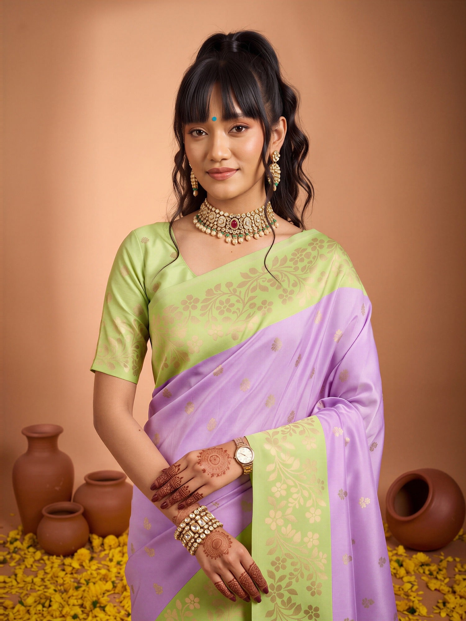 Purple Cotton Blend saree – detail view 4