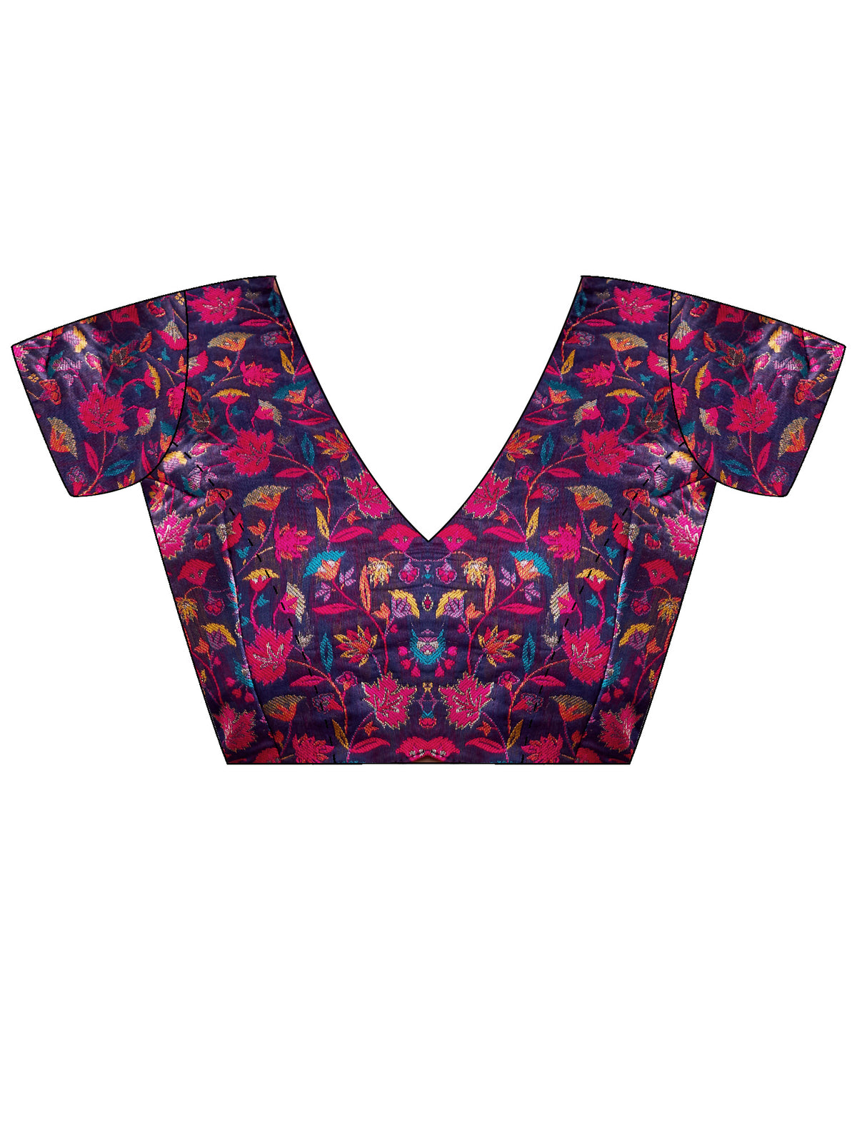 Unstitched purple pashmina silk blouse piece with woven design design