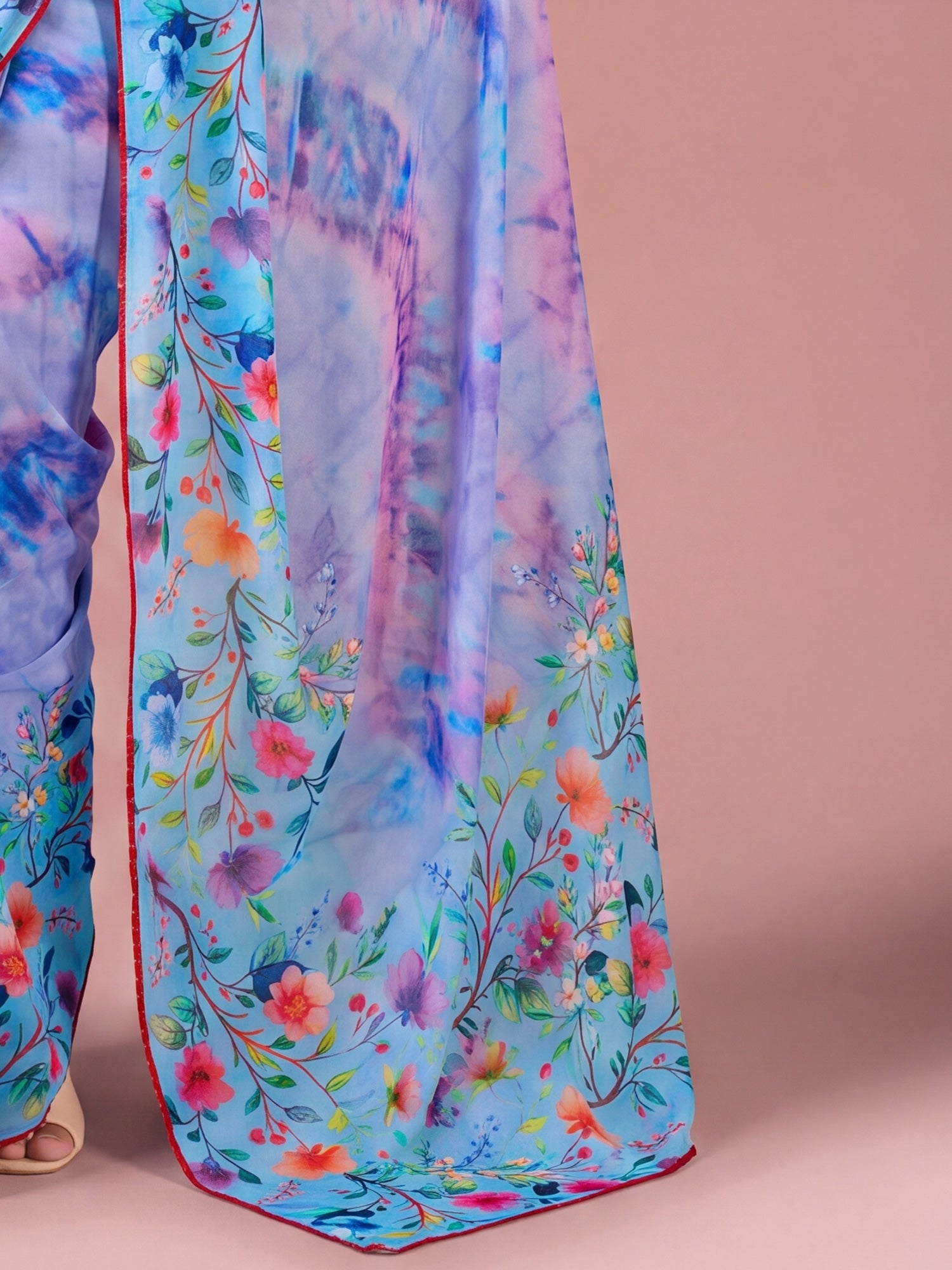 Purple Georgette saree – detail view 5