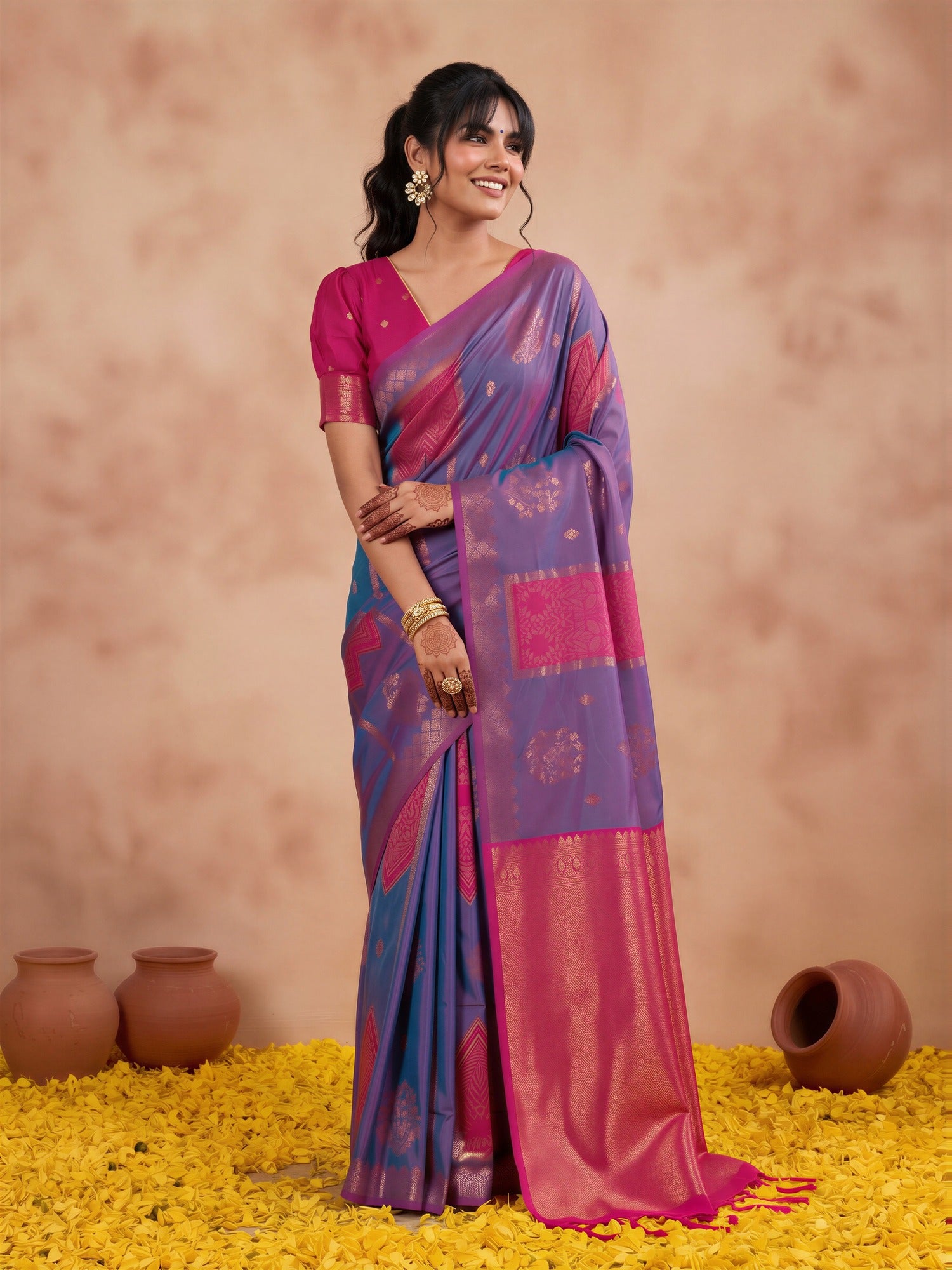 Blue Silk saree – detail view 3