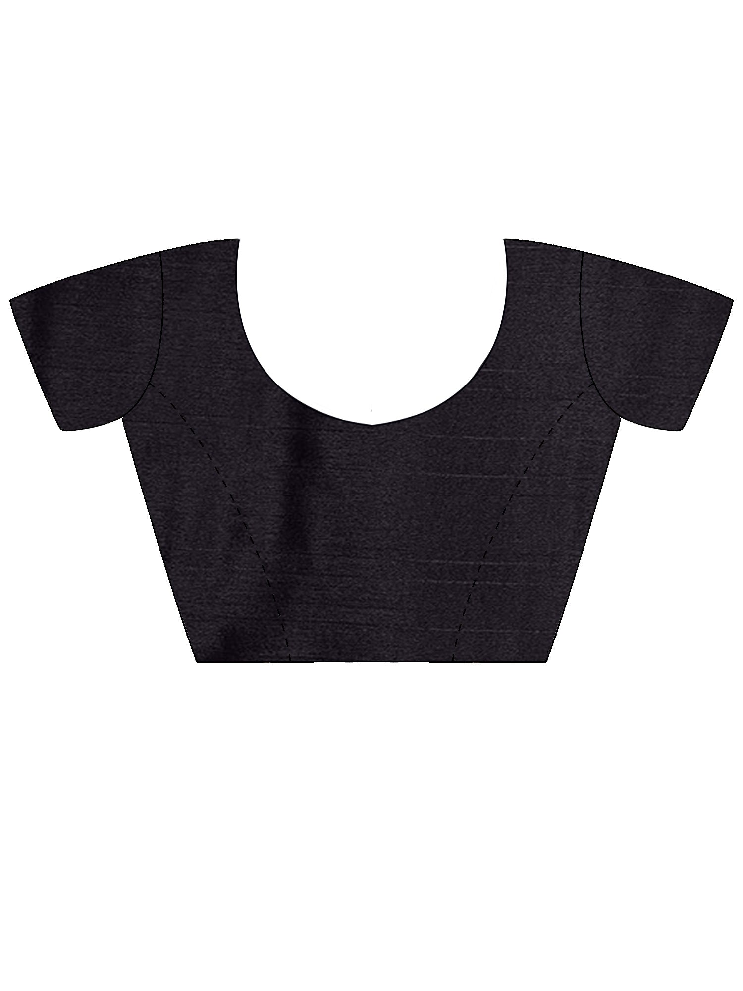 Unstitched black bhagalpuri silk blouse piece with solid design