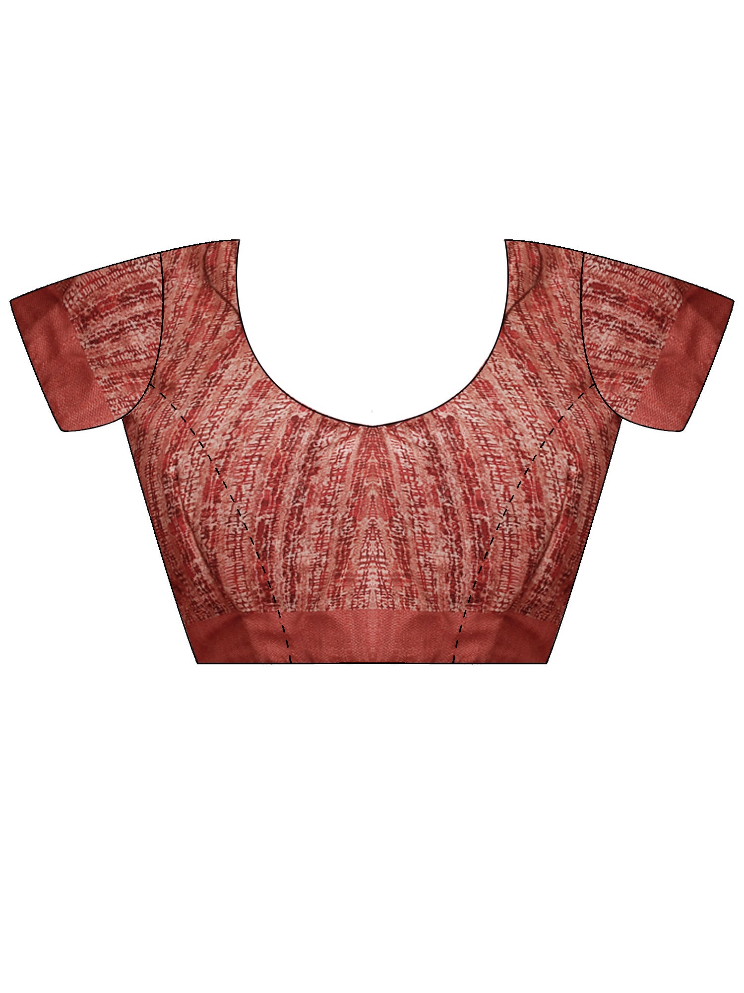 Unstitched rust cotton blend blouse piece with abstract design