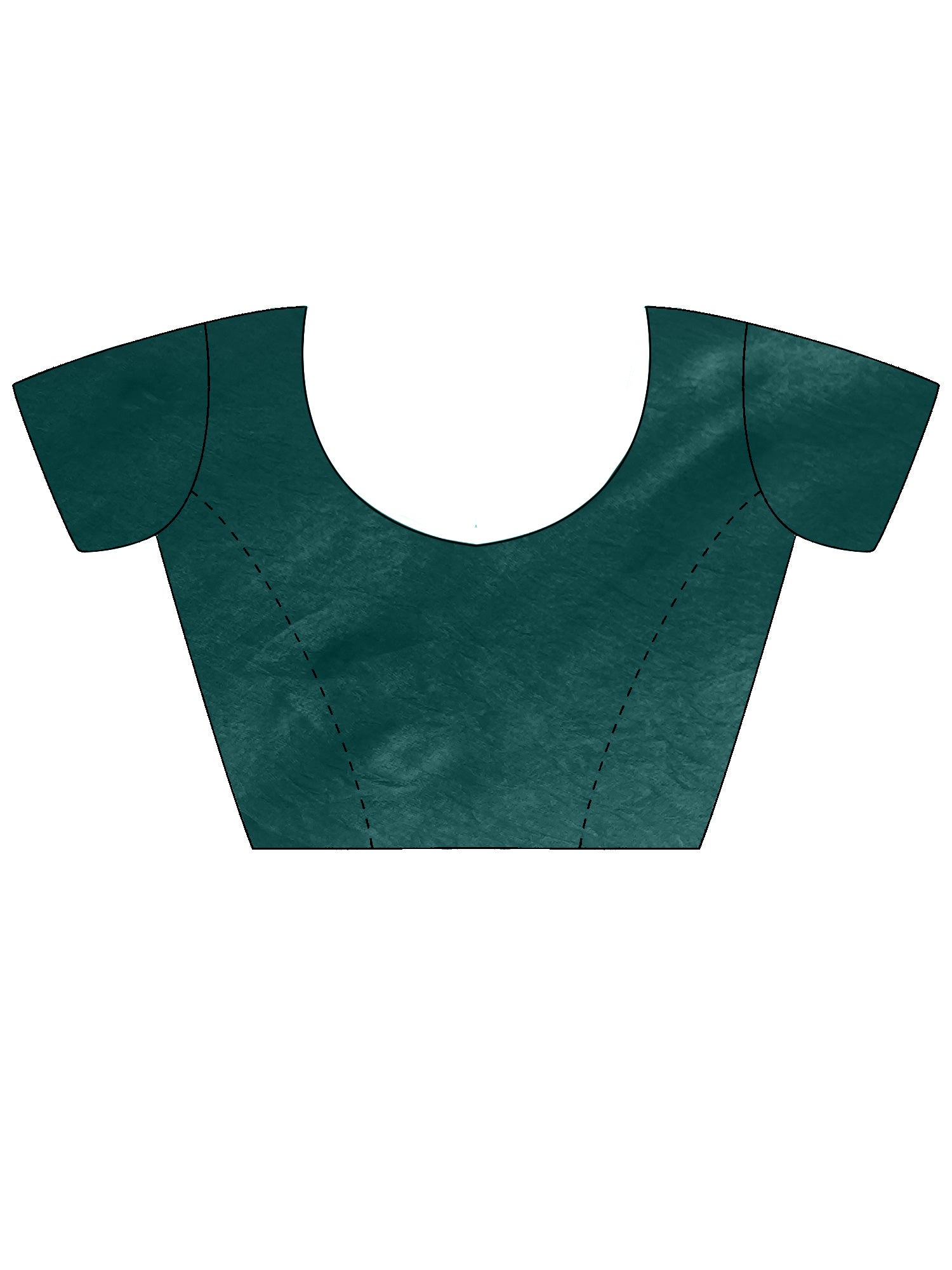 Unstitched teal green satin silk blouse piece with solid design