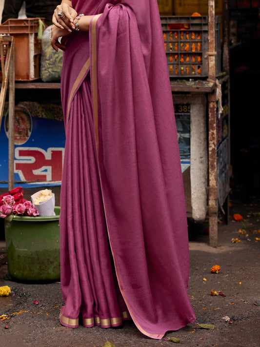 Mauve Cotton Blend saree – detail view 1