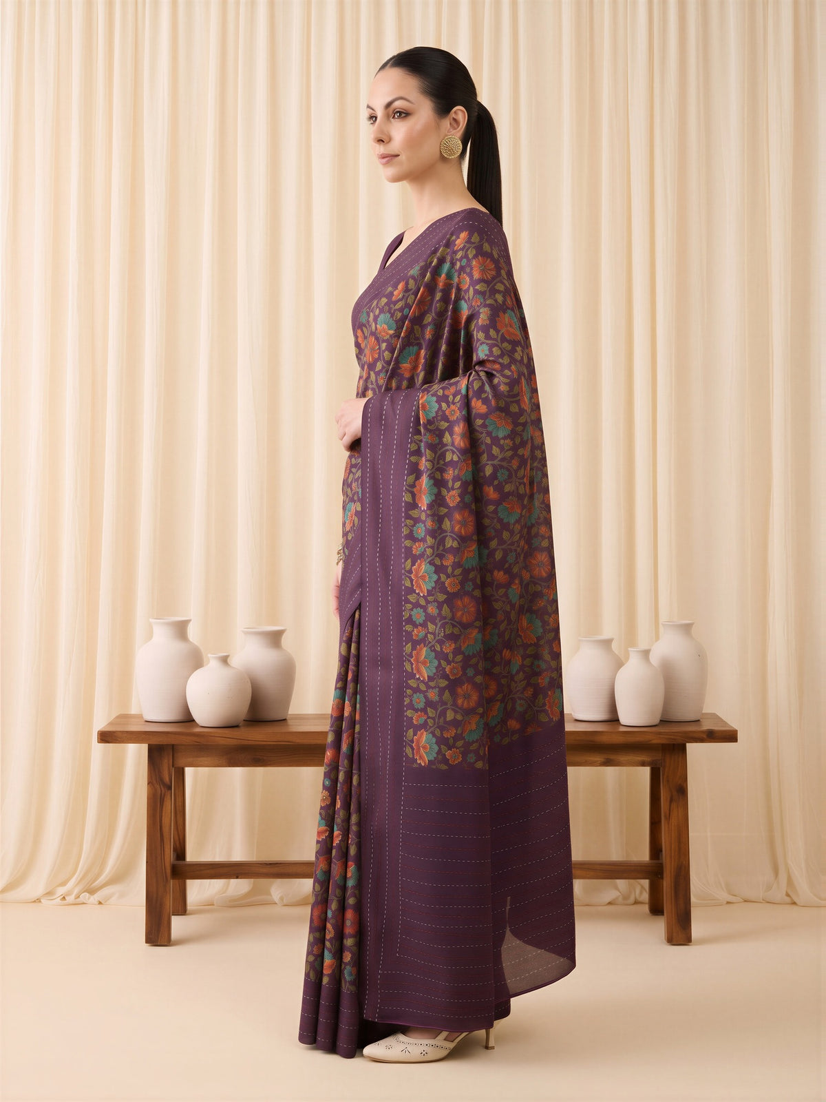 Purple Silk Blend saree – detail view 2