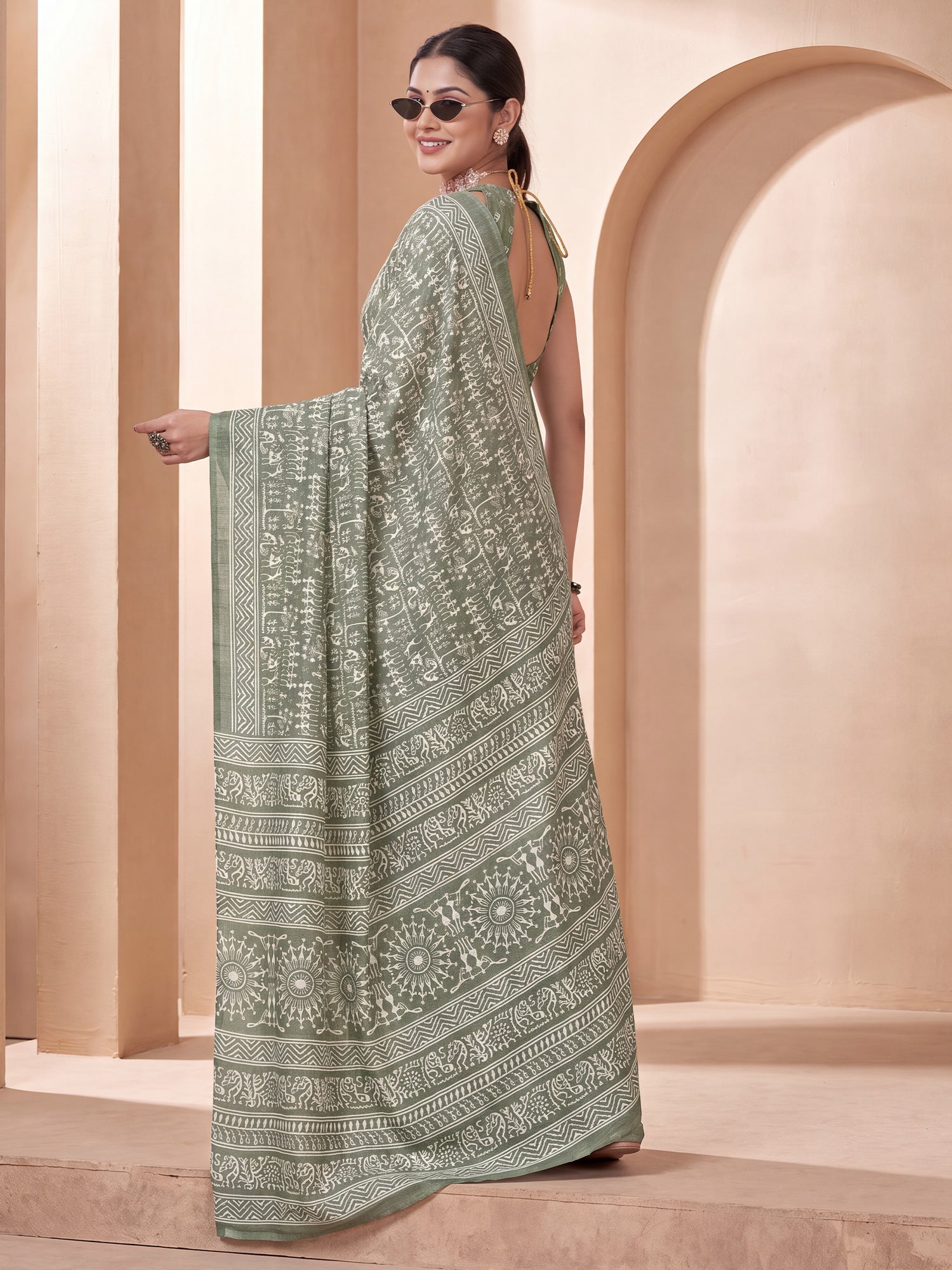 Seagreen Dola Silk saree – detail view 1