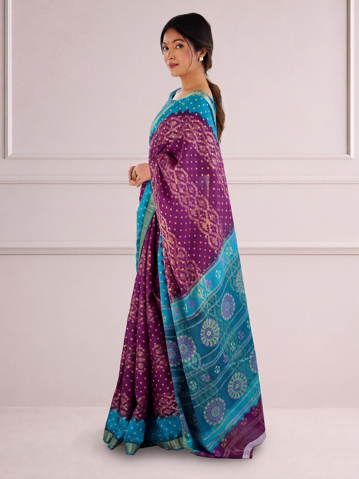 Purple Cotton saree – detail view 2