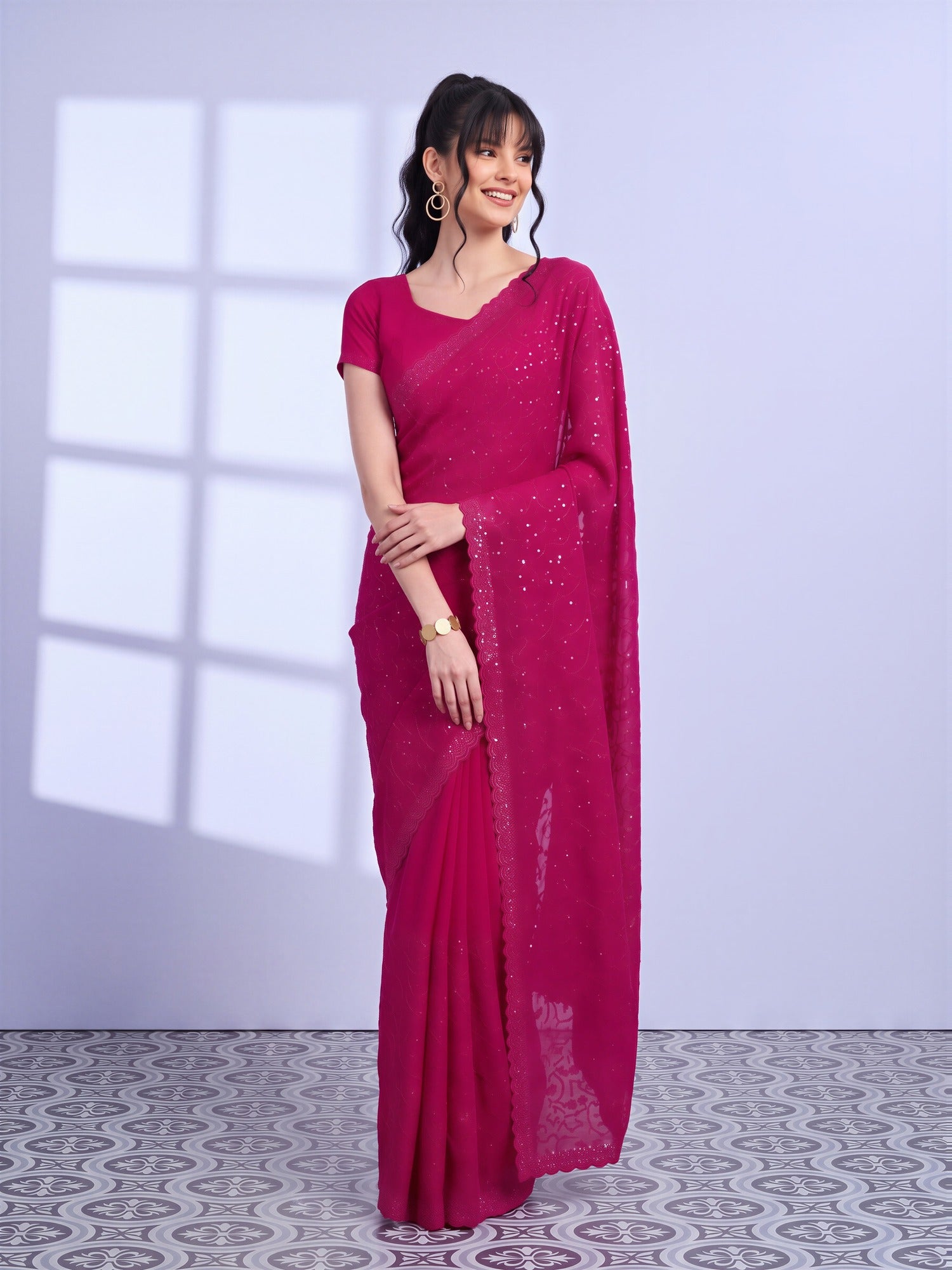 Pink Tissue saree – detail view 3