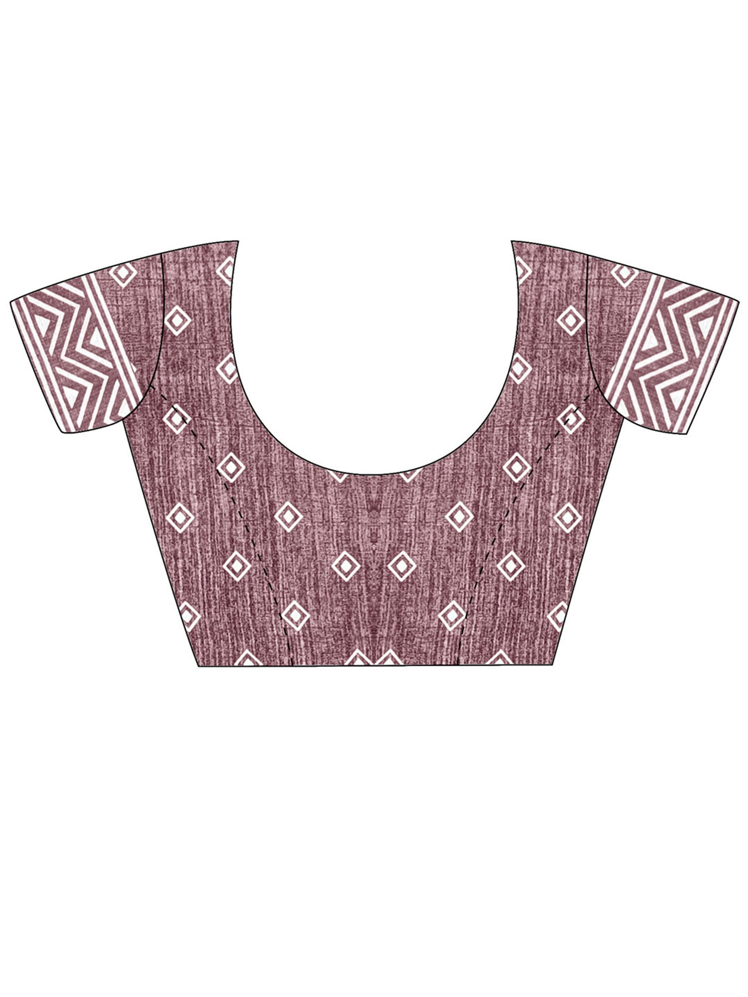 Unstitched mauve dola silk blouse piece with geometric design