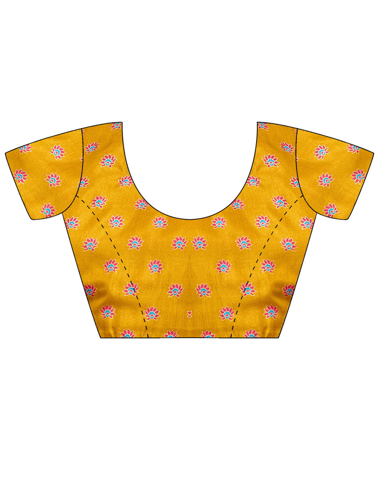Unstitched mustard silk blend blouse piece with ethnic motif design