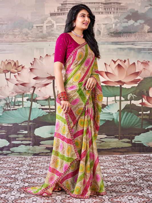 Multicolored Georgette saree – detail view 1