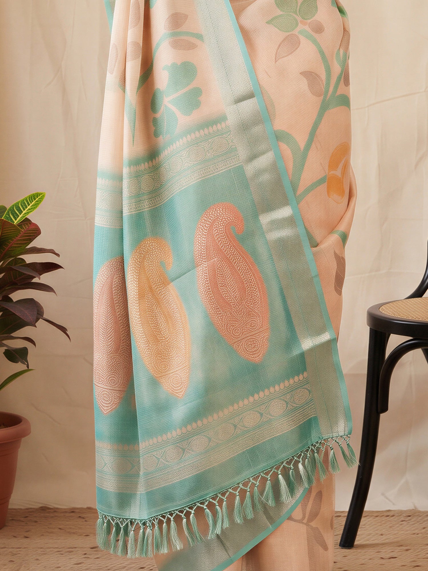 Peach Cotton Silk saree – detail view 5