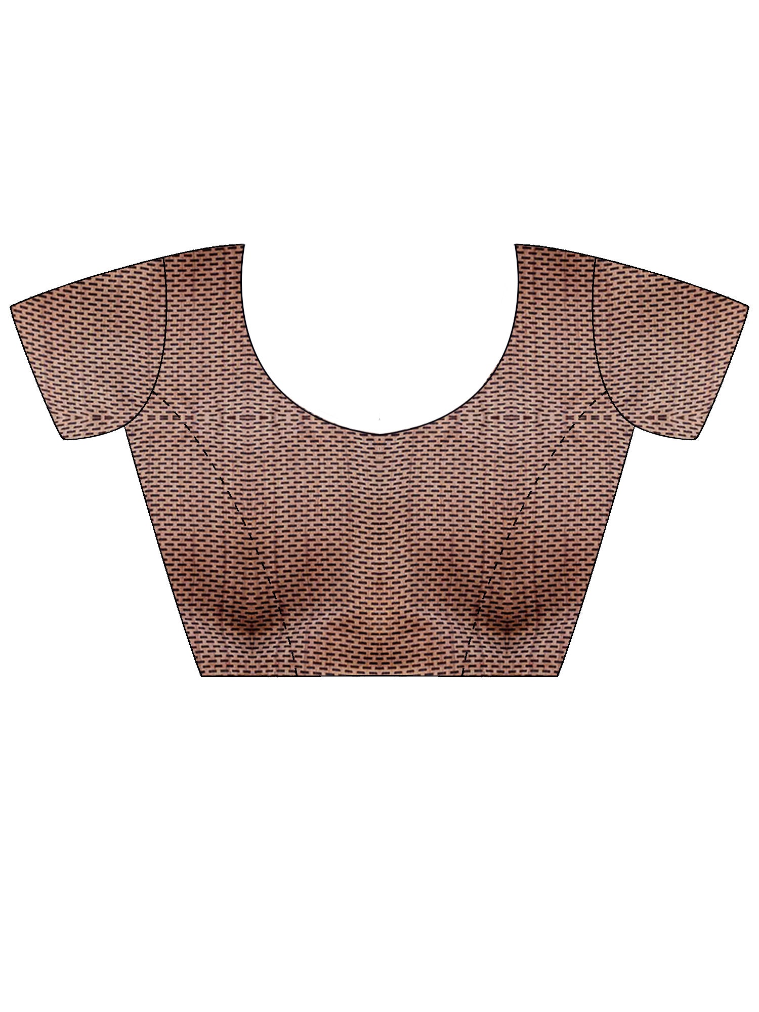 Unstitched tan silk blend blouse piece with ethnic motif design