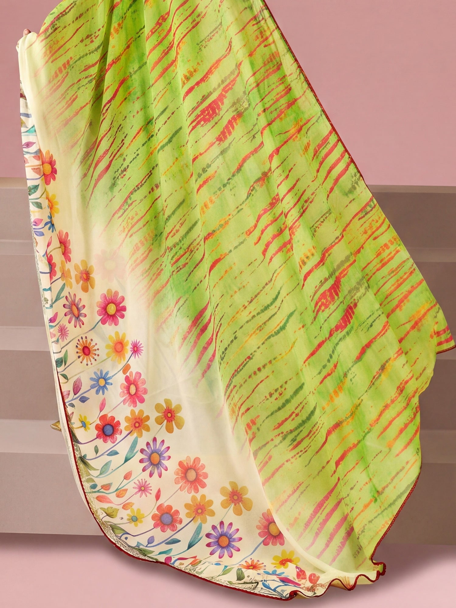 Light Green Georgette saree – detail view 5