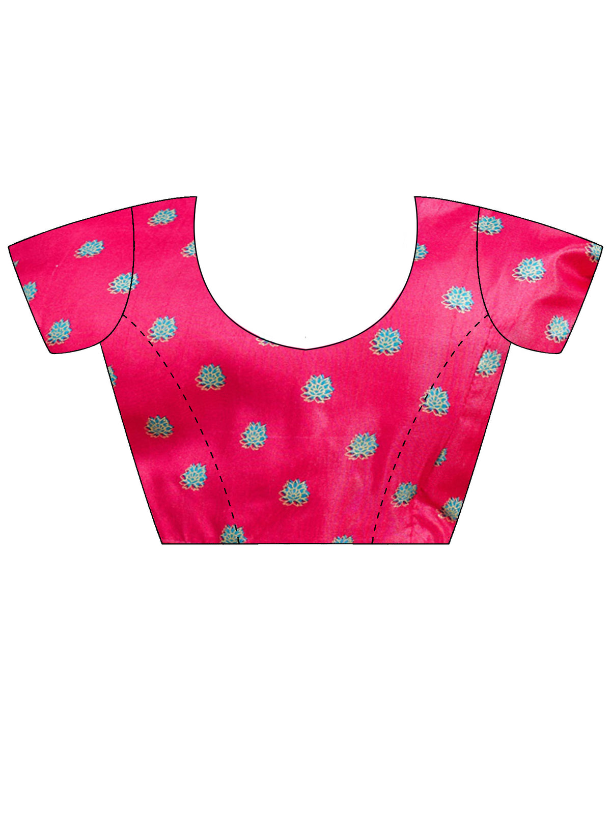Unstitched pink silk blend blouse piece with ethnic motif design