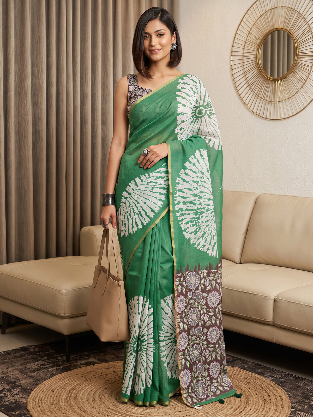 Light Green Cotton Blend saree – detail view 3