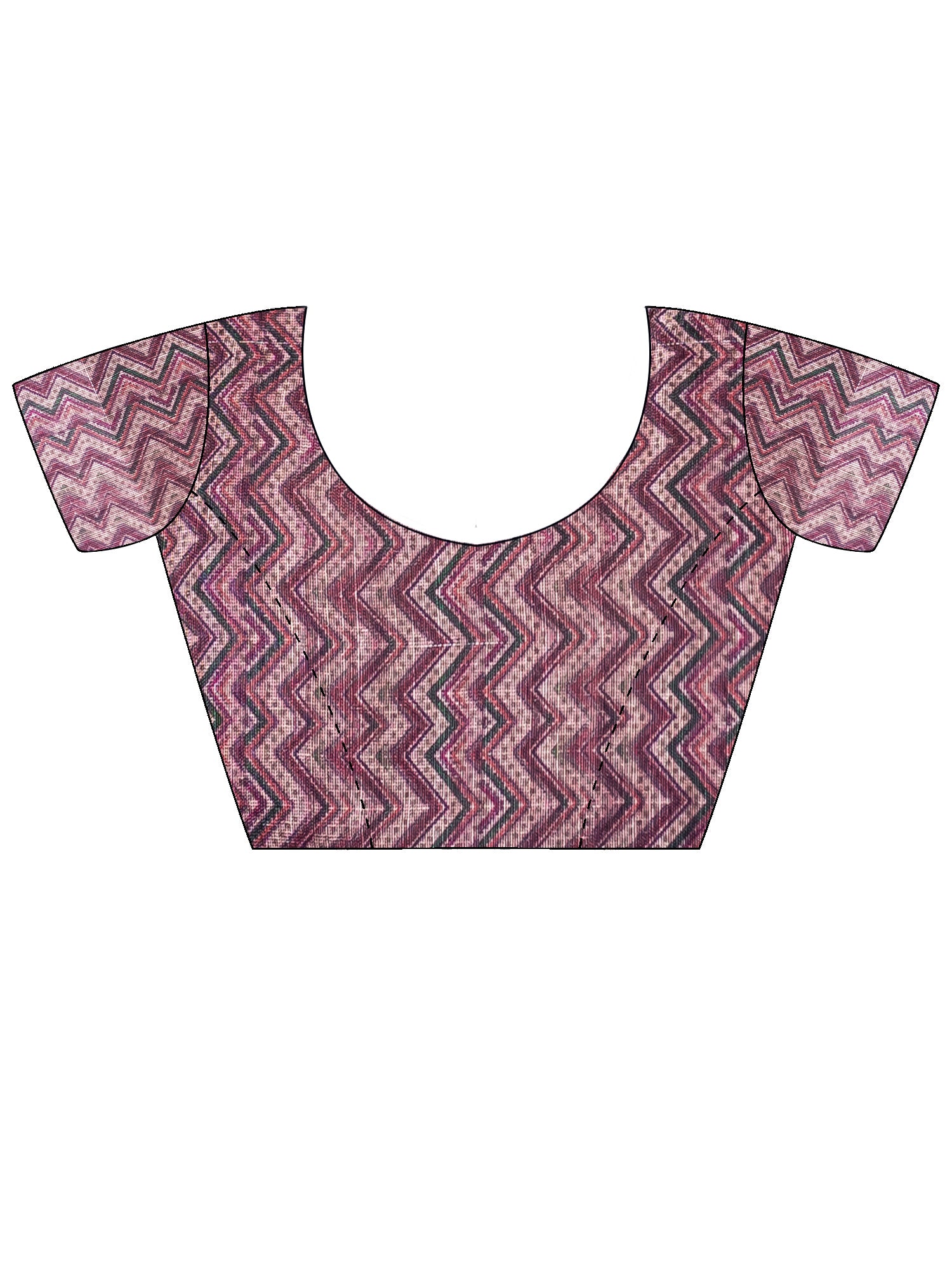 Unstitched mauve linen blouse piece with chevron design