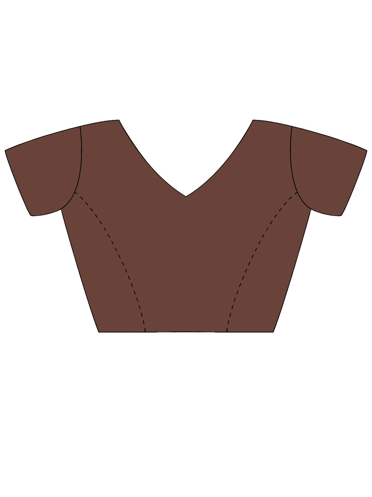 Unstitched brown satin blouse piece with embellished design